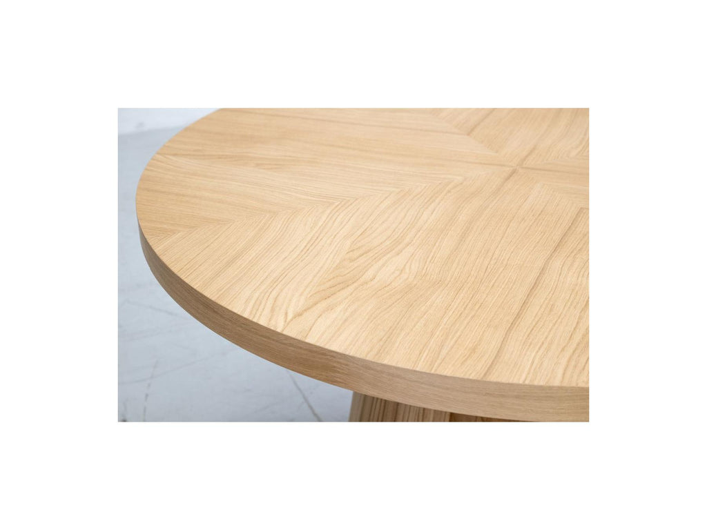 Sugiton - Set with Extendable Round Dining Table 130 to 180 cm + Set of Bastide Solid Oak Veneer Chairs - Set of 6 Chairs