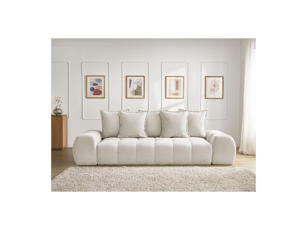 Everest - Straight Convertible Sofa with Storage - Textured Fabric - 5 Cushions