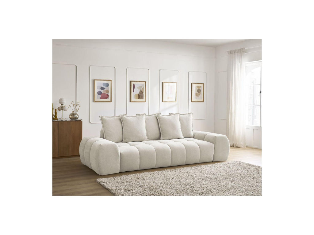 Everest - Straight Convertible Sofa with Storage - Textured Fabric - 5 Cushions