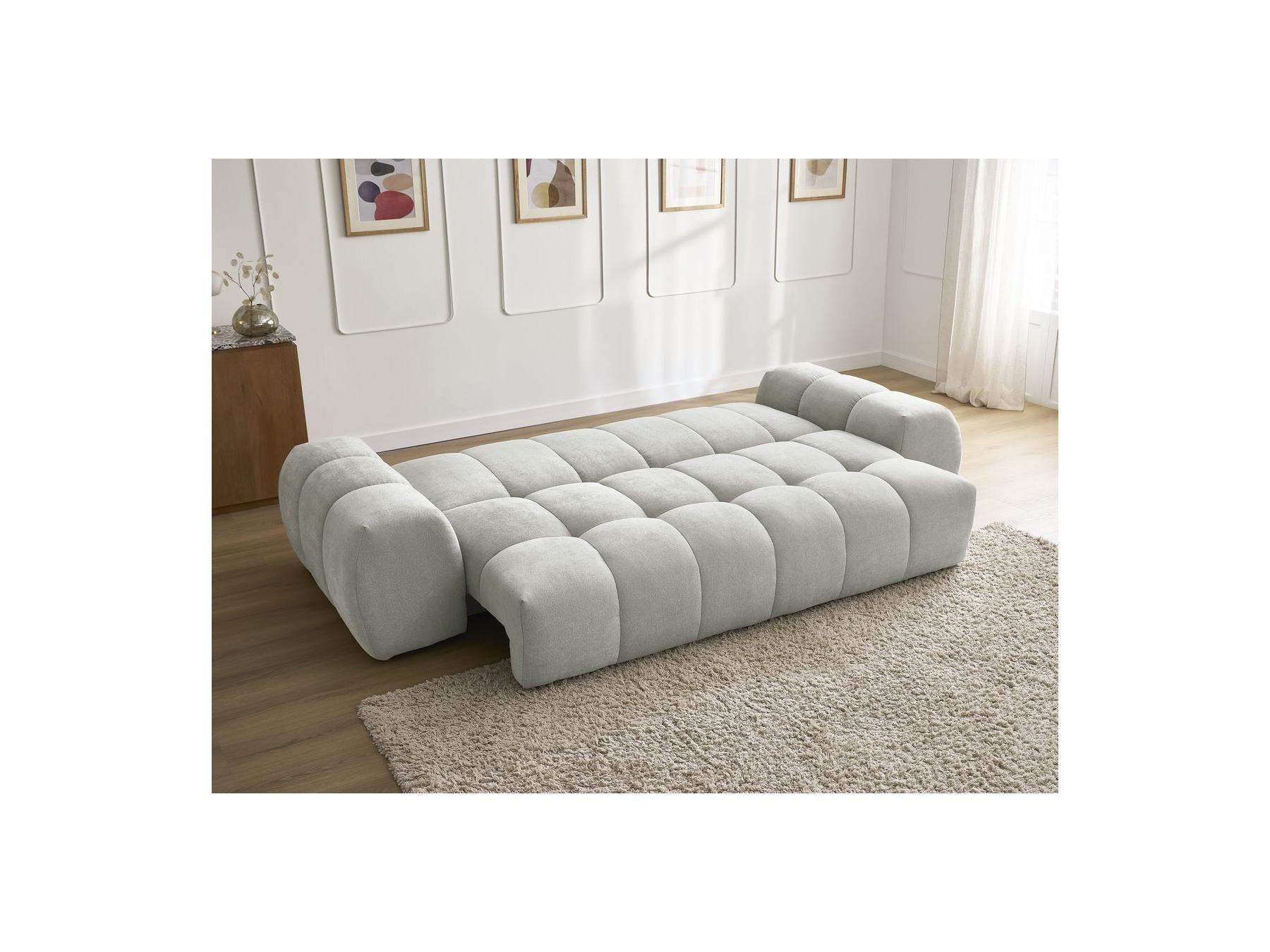 Everest - Straight Convertible Sofa with Storage - Textured Fabric - 5 Cushions