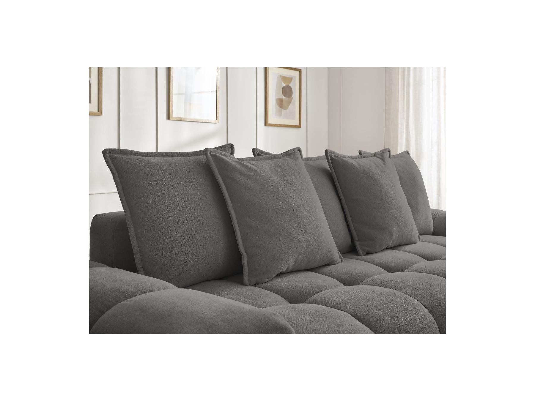 Everest - Straight Convertible Sofa with Storage - Textured Fabric - 5 Cushions