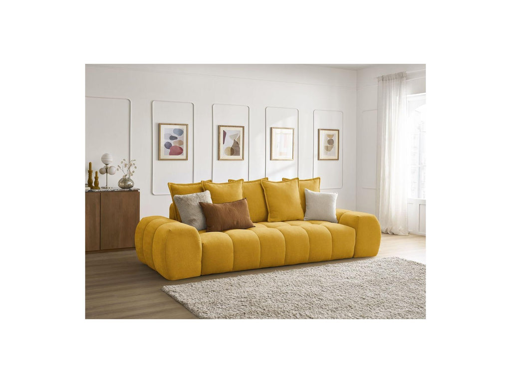 Everest - Straight Convertible Sofa with Storage - Textured Fabric - 5 Cushions
