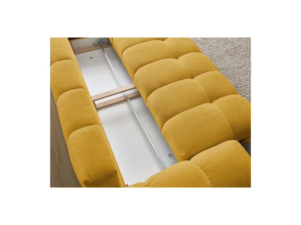 Everest - Straight Convertible Sofa with Storage - Textured Fabric - 5 Cushions