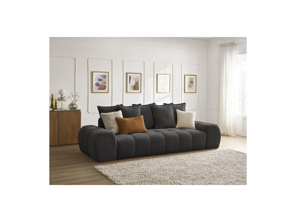 Everest - Straight Convertible Sofa with Storage - Textured Fabric - 5 Cushions