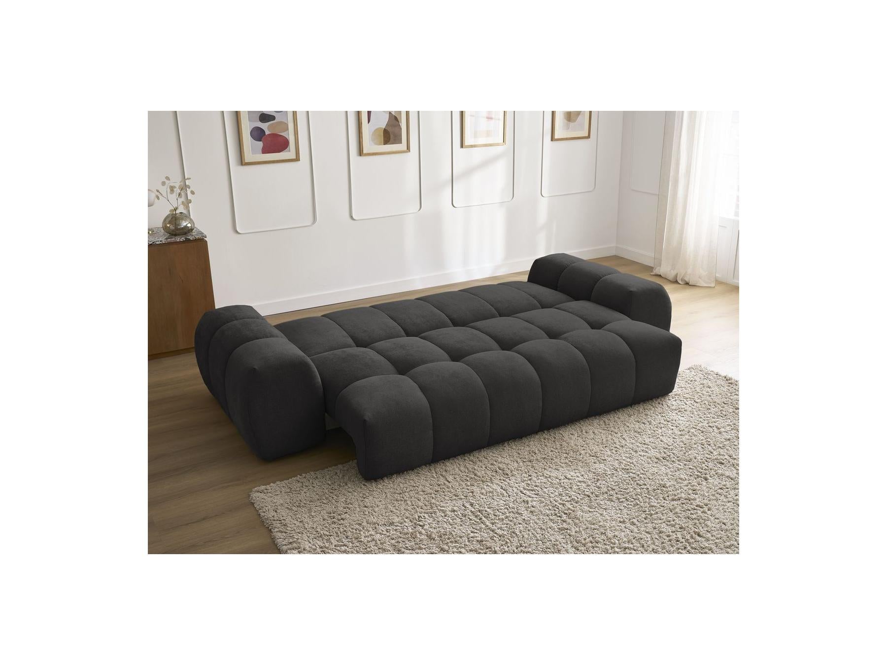Everest - Straight Convertible Sofa with Storage - Textured Fabric - 5 Cushions
