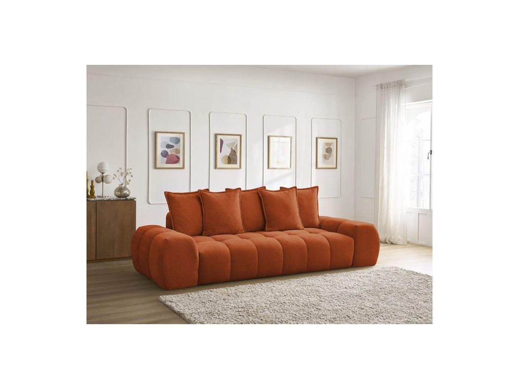 Everest - Straight Convertible Sofa with Storage - Textured Fabric - 5 Cushions