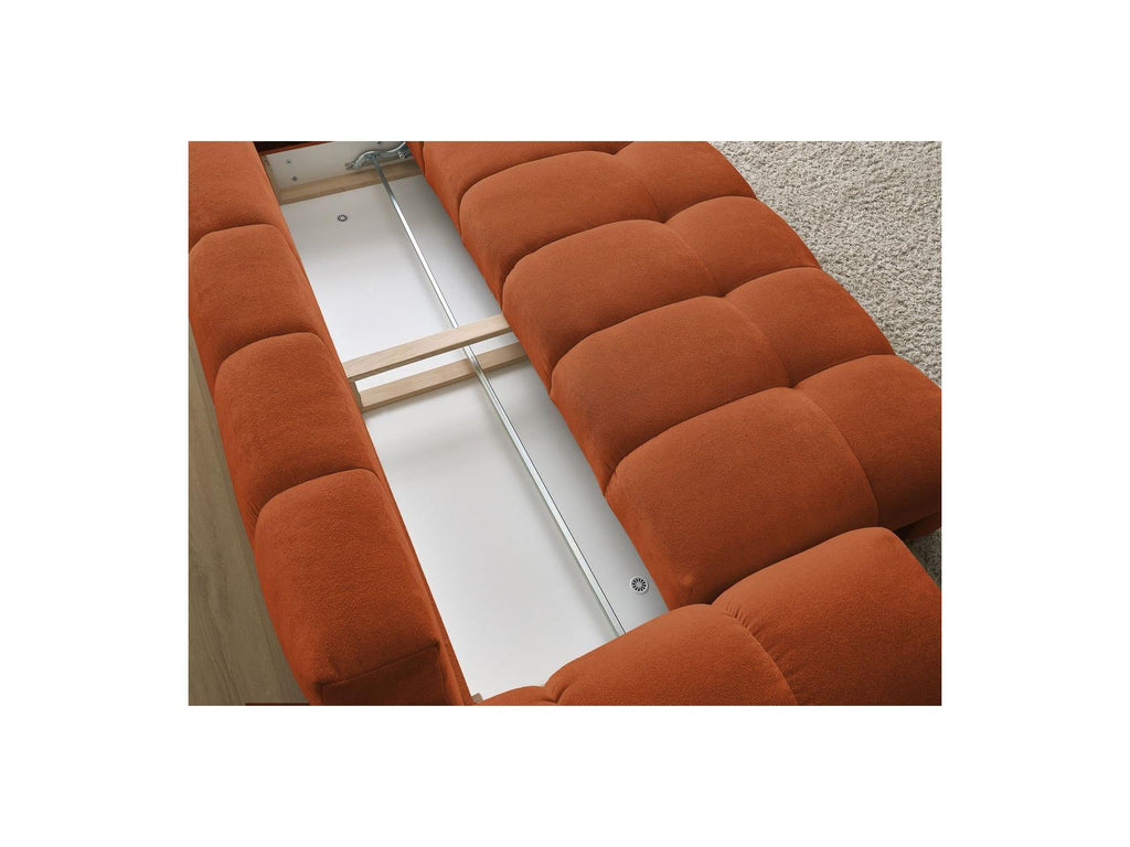 Everest - Straight Convertible Sofa with Storage - Textured Fabric - 5 Cushions
