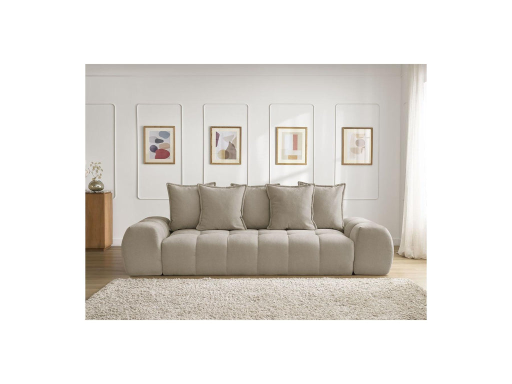 Everest - Straight Convertible Sofa with Storage - Textured Fabric - 5 Cushions