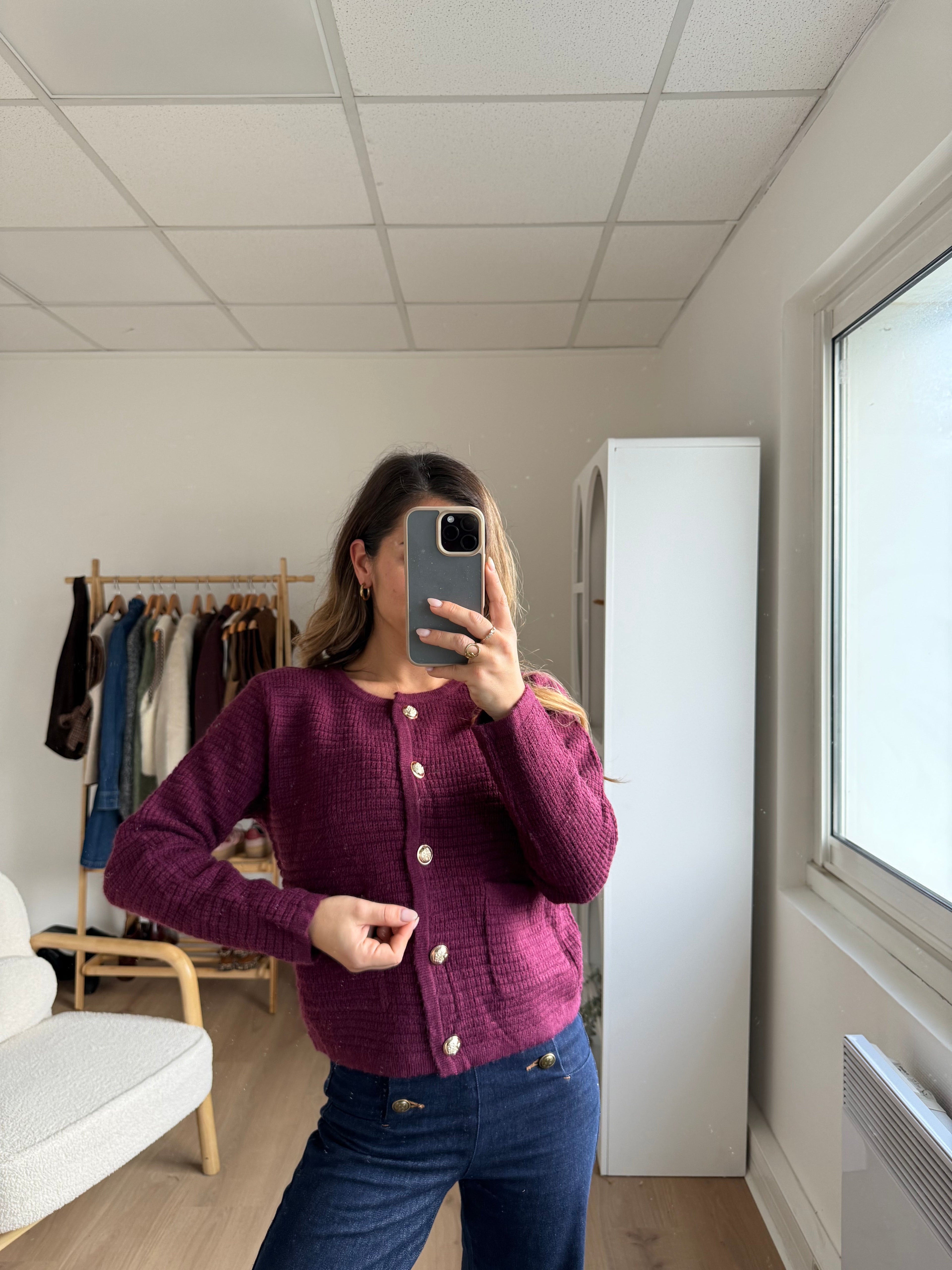 Cardigan À Grosses Mailles Giulia Bordeaux