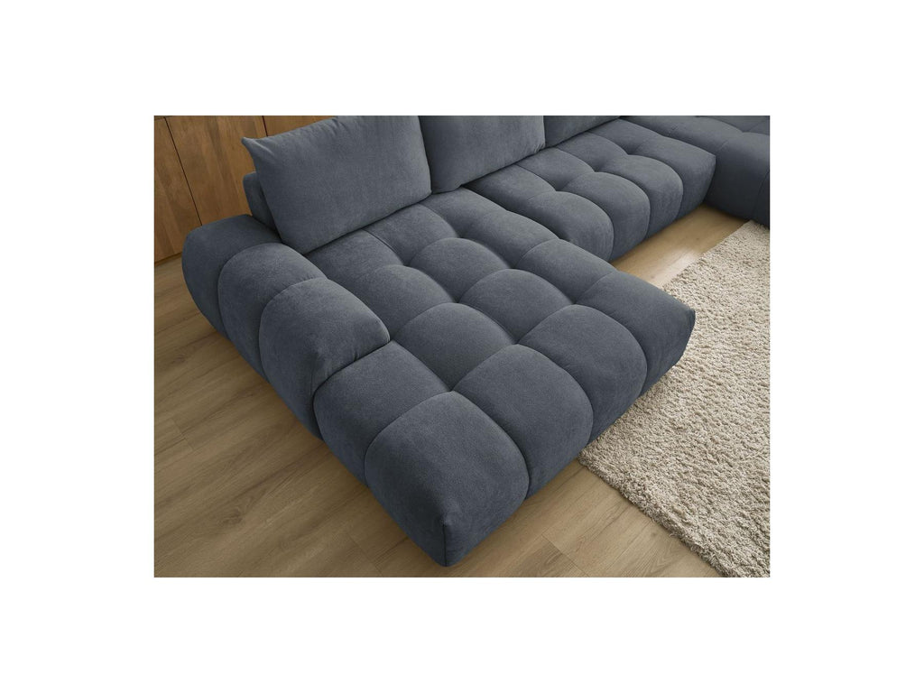 Everest - Canapé Panoramique Convertible Coffre - Tissu Texturé - Angle Gauche - 6 Coussins