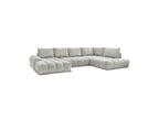 Everest - Canapé Panoramique Convertible Coffre - Tissu Texturé - Angle Gauche - 6 Coussins