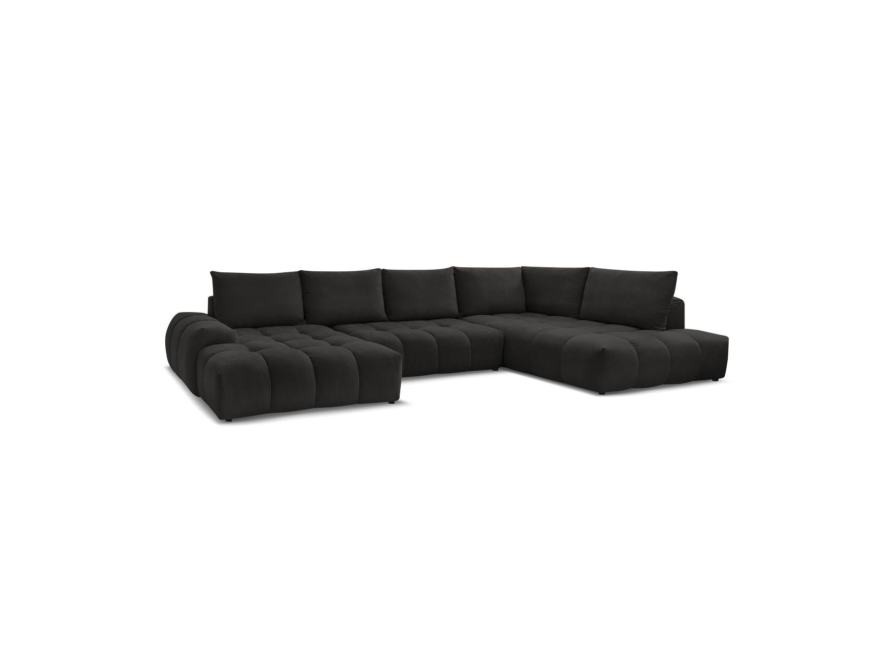Everest - Canapé Panoramique Convertible Coffre - Tissu Texturé - Angle Gauche - 6 Coussins