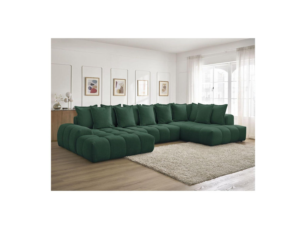 Everest - Panoramic Convertible Storage Sofa - Textured Fabric - Left-Hand Corner - 14 Cushions