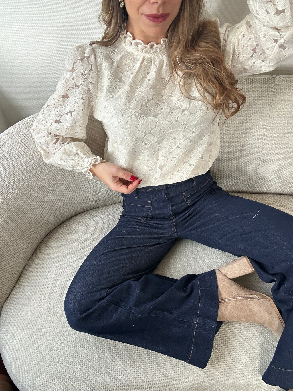 Blusa Alma Crudo De Encaje