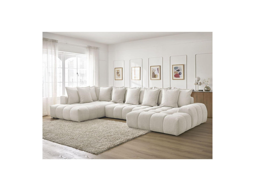 Everest - Panoramic Convertible Sofa with Storage - Textured Fabric - Right-Hand Corner - 14 Cushions
