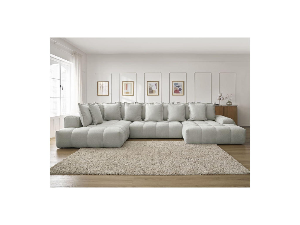 Everest - Panoramic Convertible Sofa with Storage - Textured Fabric - Right-Hand Corner - 14 Cushions