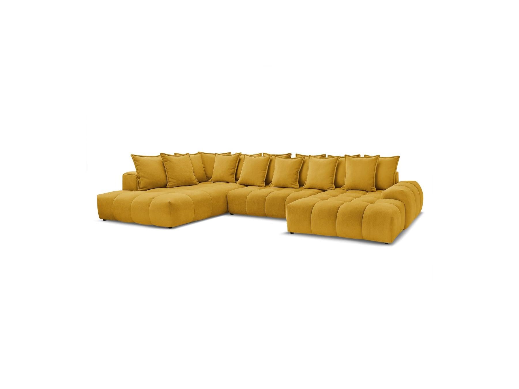 Everest - Panoramic Convertible Sofa with Storage - Textured Fabric - Right-Hand Corner - 14 Cushions