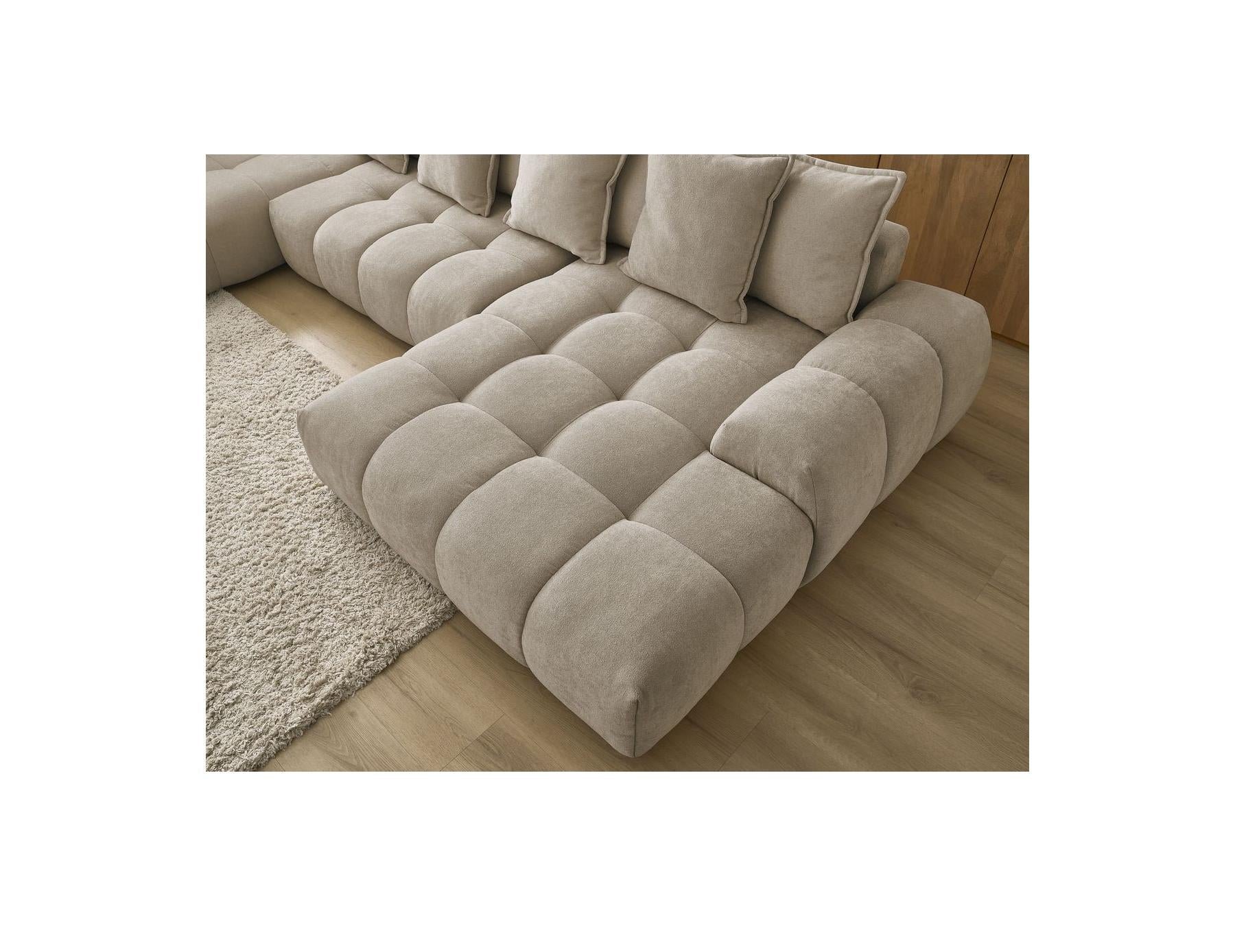 Everest - Panoramic Convertible Sofa with Storage - Textured Fabric - Right-Hand Corner - 14 Cushions
