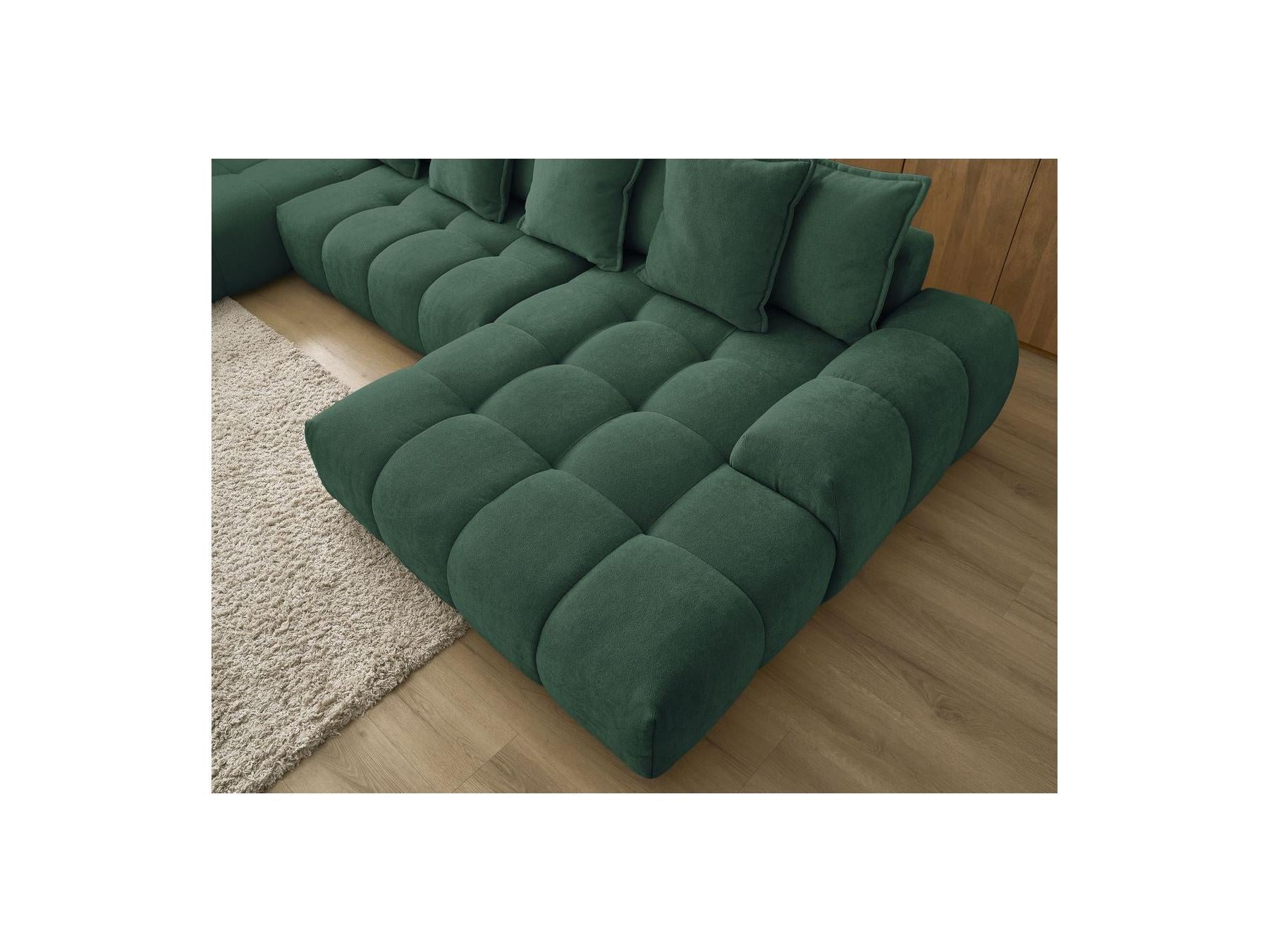 Everest - Panoramic Convertible Sofa with Storage - Textured Fabric - Right-Hand Corner - 14 Cushions