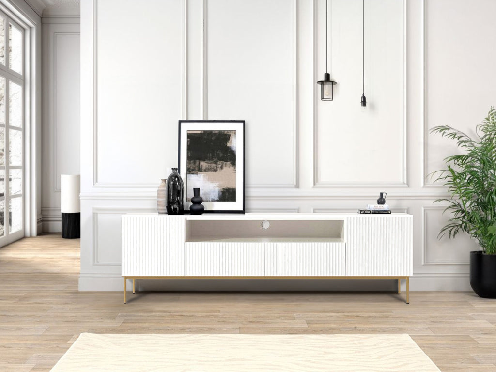 Kasha - TV Unit with Open Compartment - Gold Legs
