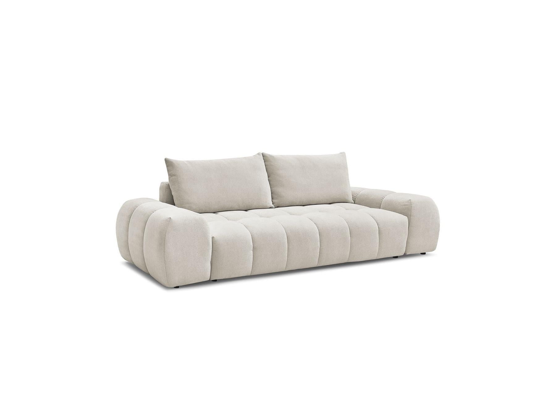 Everest - Canapé Droit Fixe 3 Places - Tissu Texturé - 2 Coussins