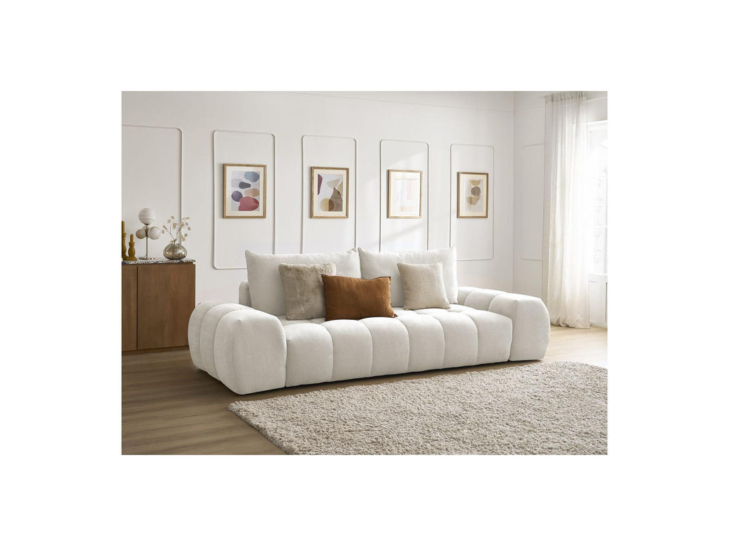 Everest - Canapé Droit Fixe 3 Places - Tissu Texturé - 2 Coussins