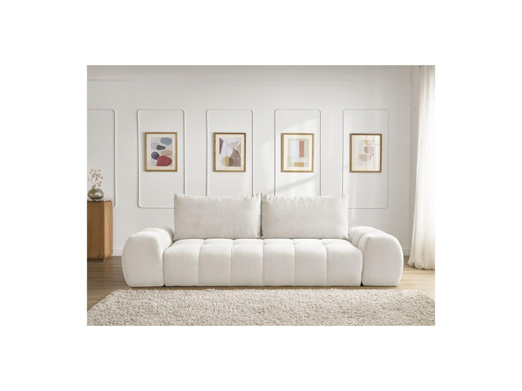 Everest - Canapé Droit Fixe 3 Places - Tissu Texturé - 2 Coussins