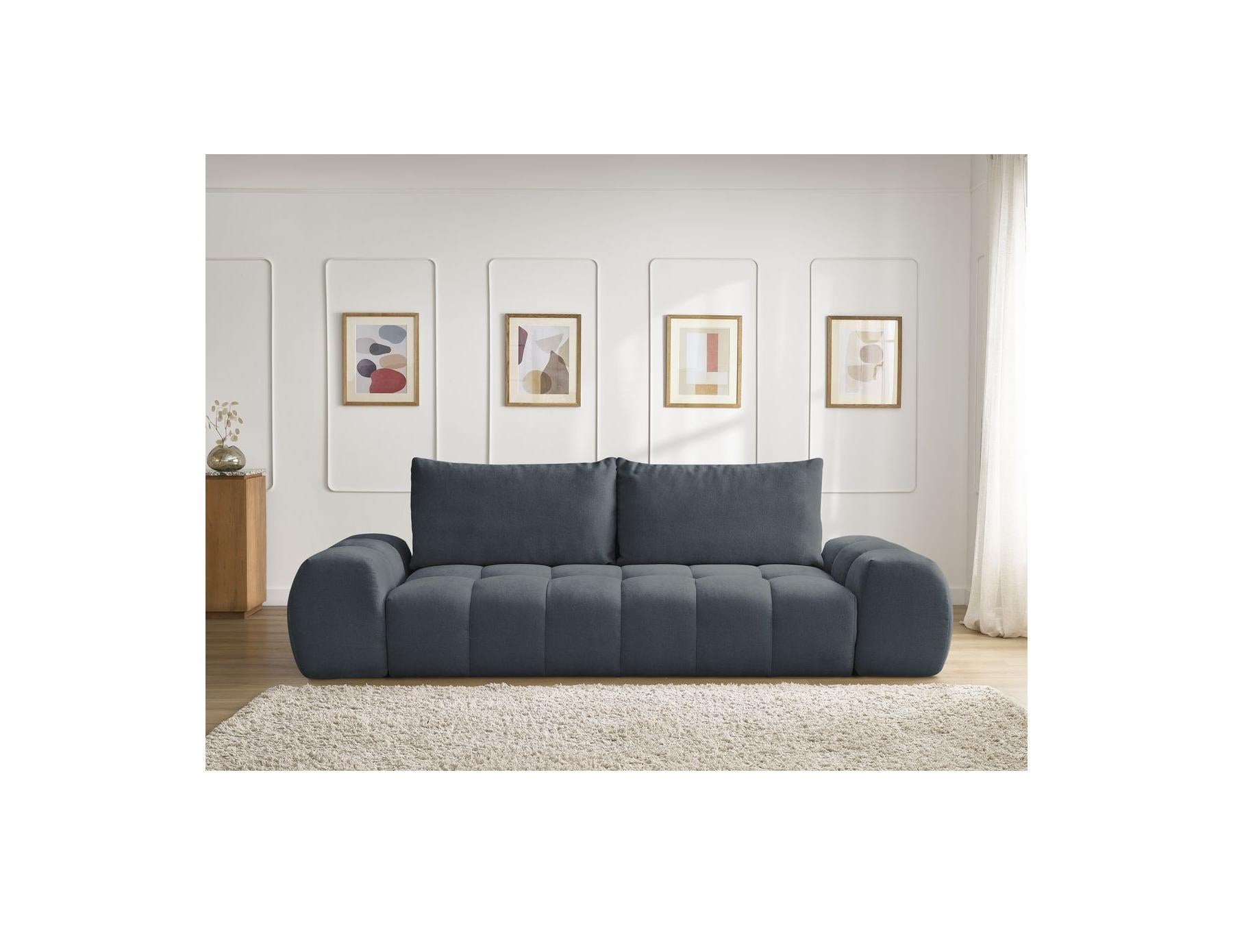 Everest - Canapé Droit Fixe 3 Places - Tissu Texturé - 2 Coussins