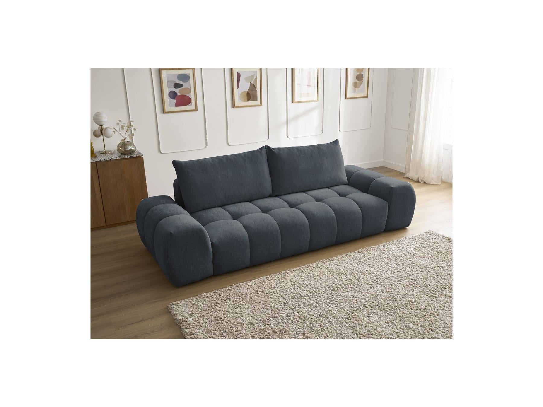 Everest - Canapé Droit Fixe 3 Places - Tissu Texturé - 2 Coussins