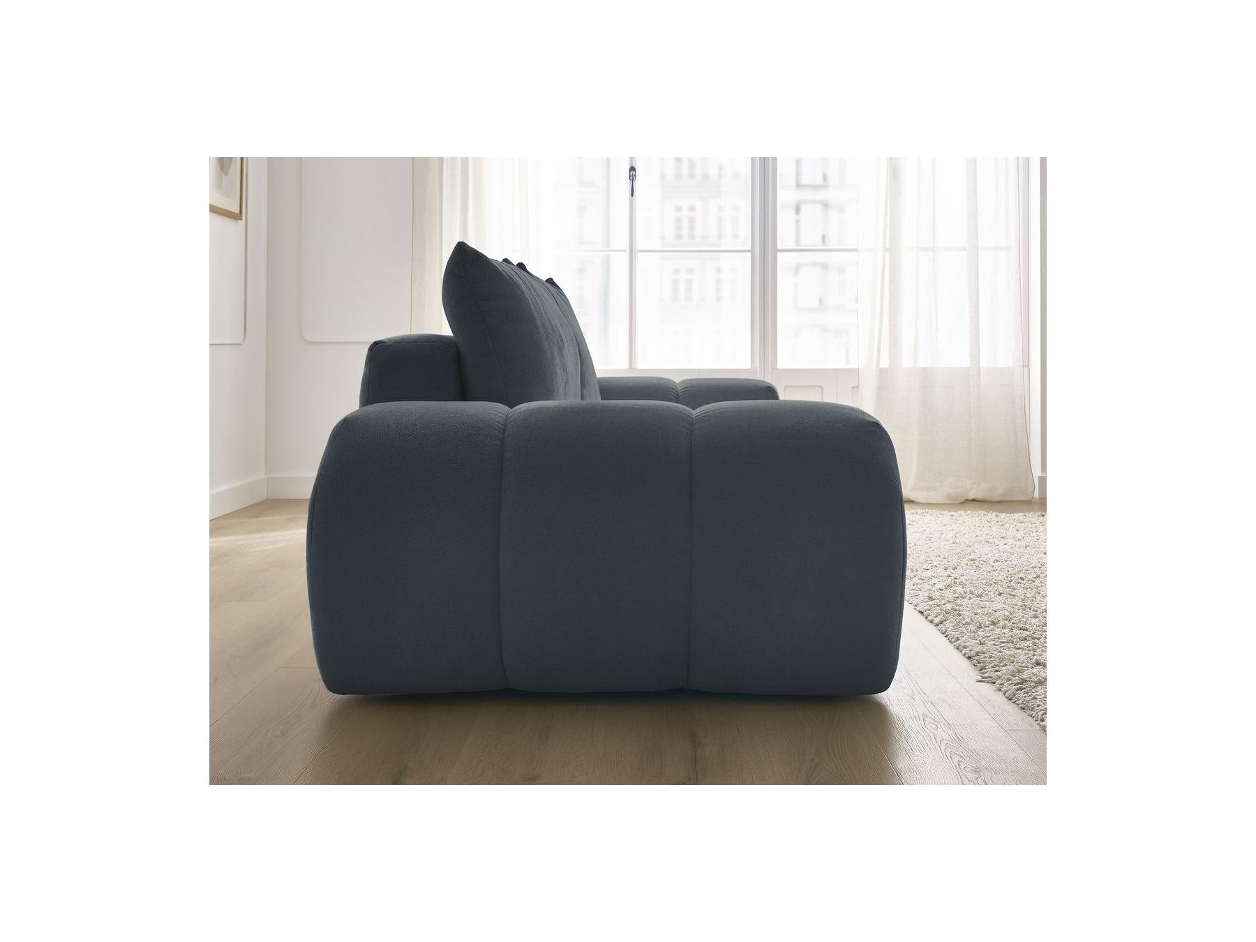 Everest - Canapé Droit Fixe 3 Places - Tissu Texturé - 2 Coussins