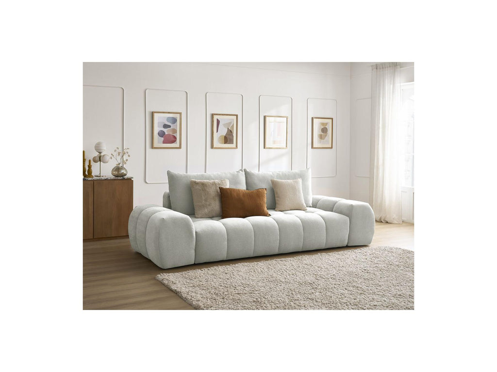 Everest - Canapé Droit Fixe 3 Places - Tissu Texturé - 2 Coussins