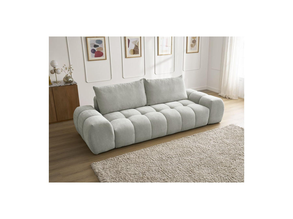 Everest - Canapé Droit Fixe 3 Places - Tissu Texturé - 2 Coussins