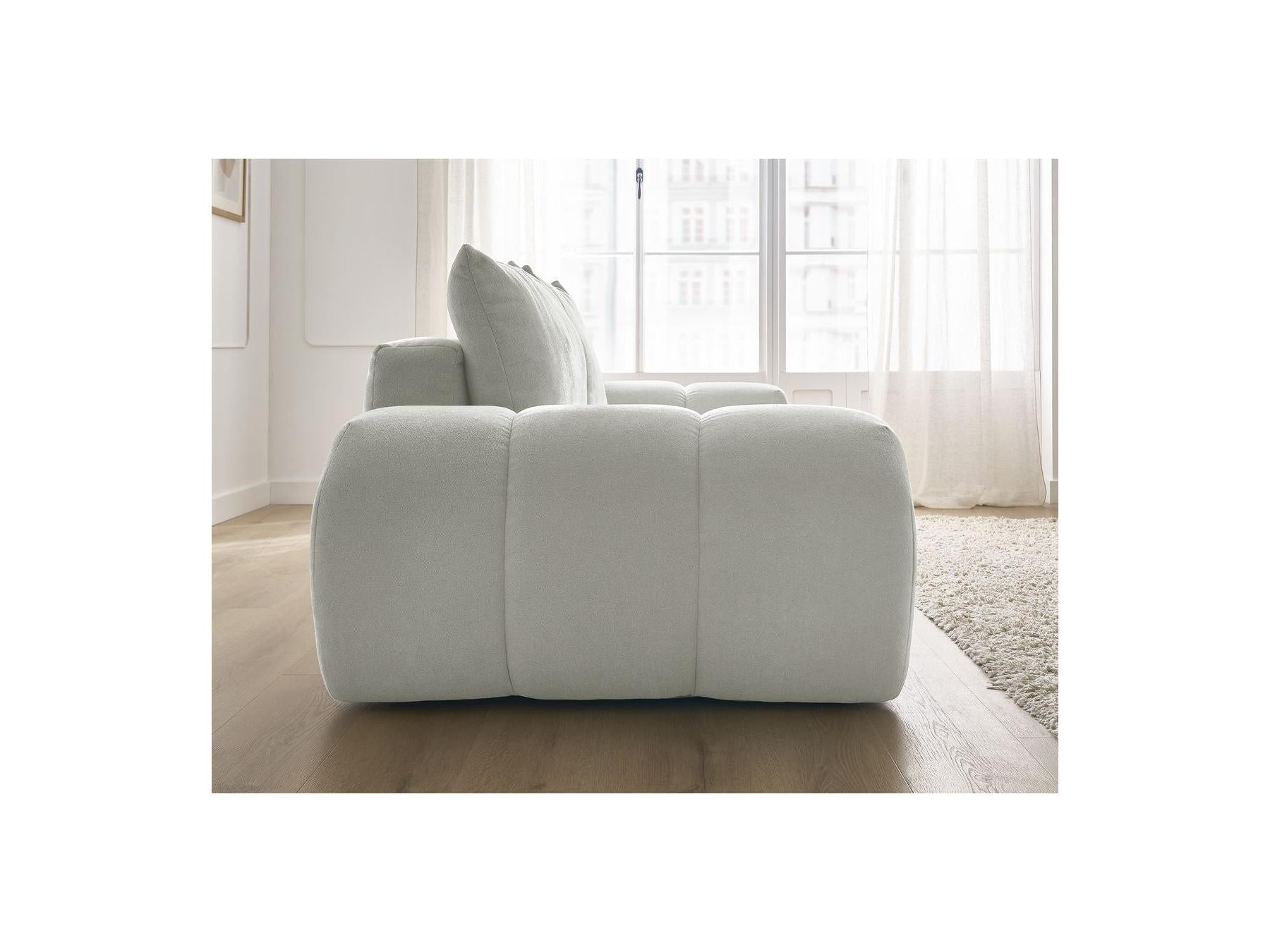 Everest - Canapé Droit Fixe 3 Places - Tissu Texturé - 2 Coussins