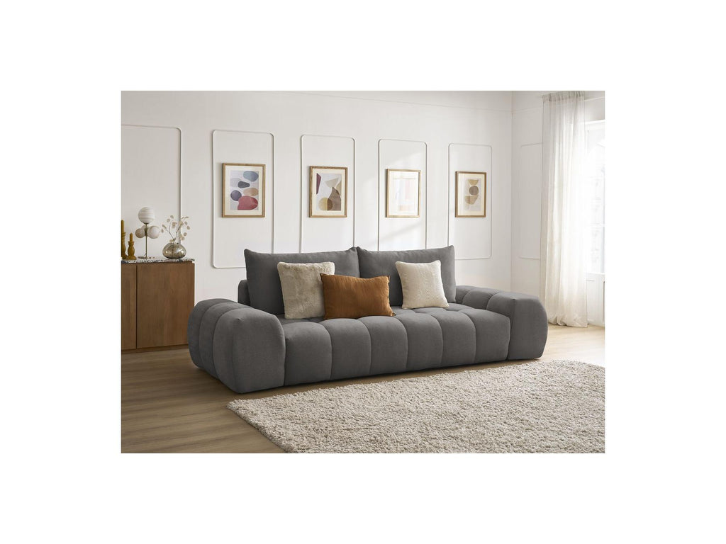 Everest - Canapé Droit Fixe 3 Places - Tissu Texturé - 2 Coussins
