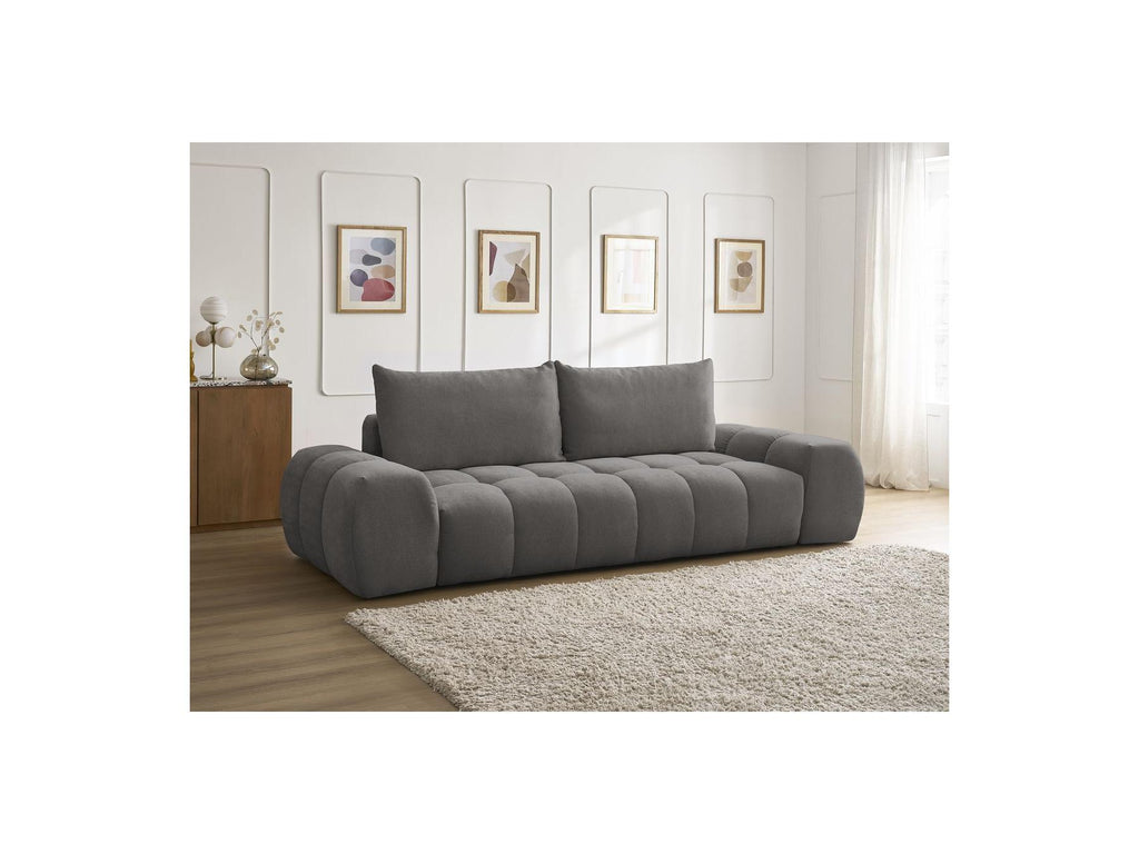 Everest - Canapé Droit Fixe 3 Places - Tissu Texturé - 2 Coussins