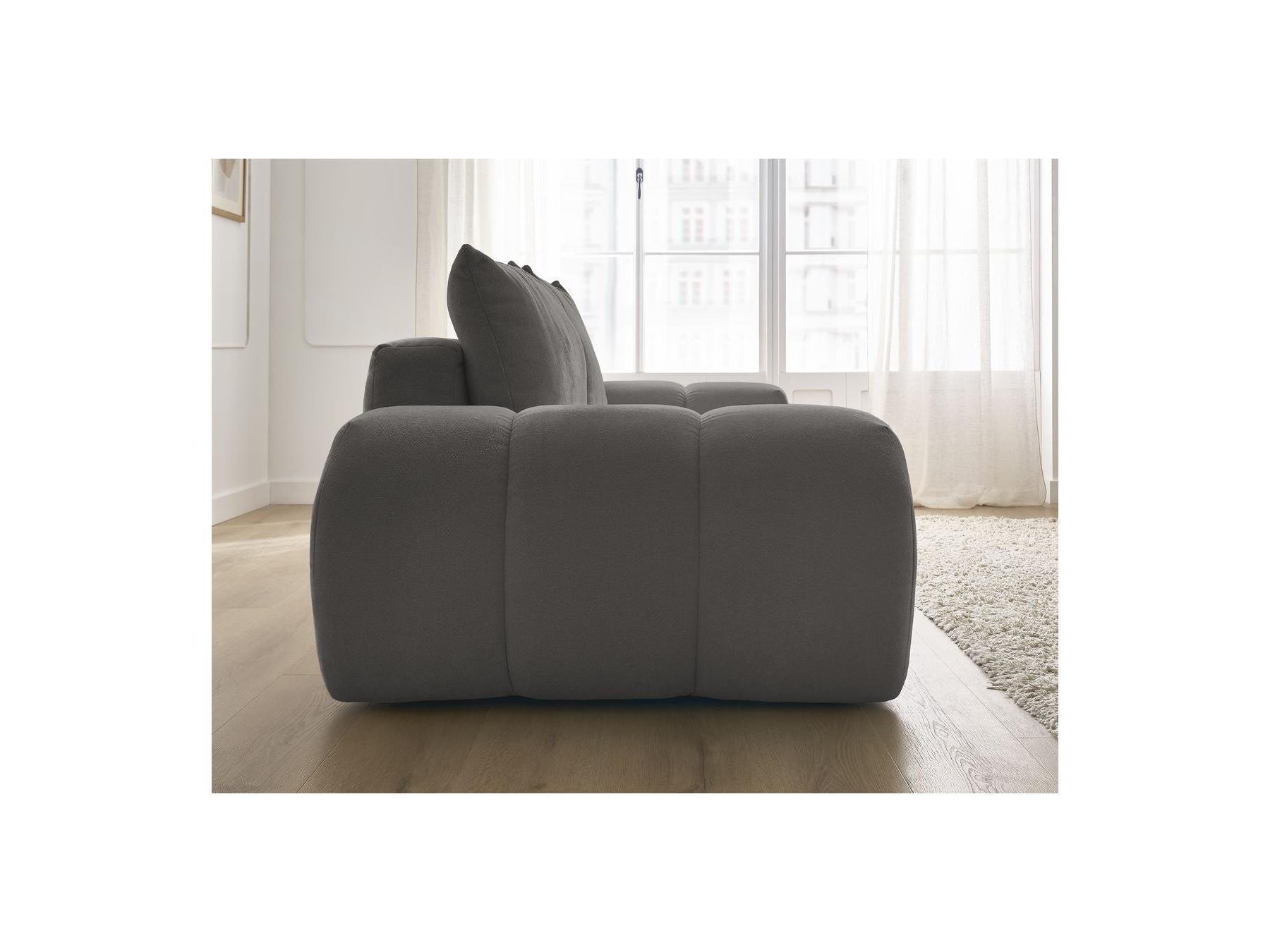 Everest - Canapé Droit Fixe 3 Places - Tissu Texturé - 2 Coussins