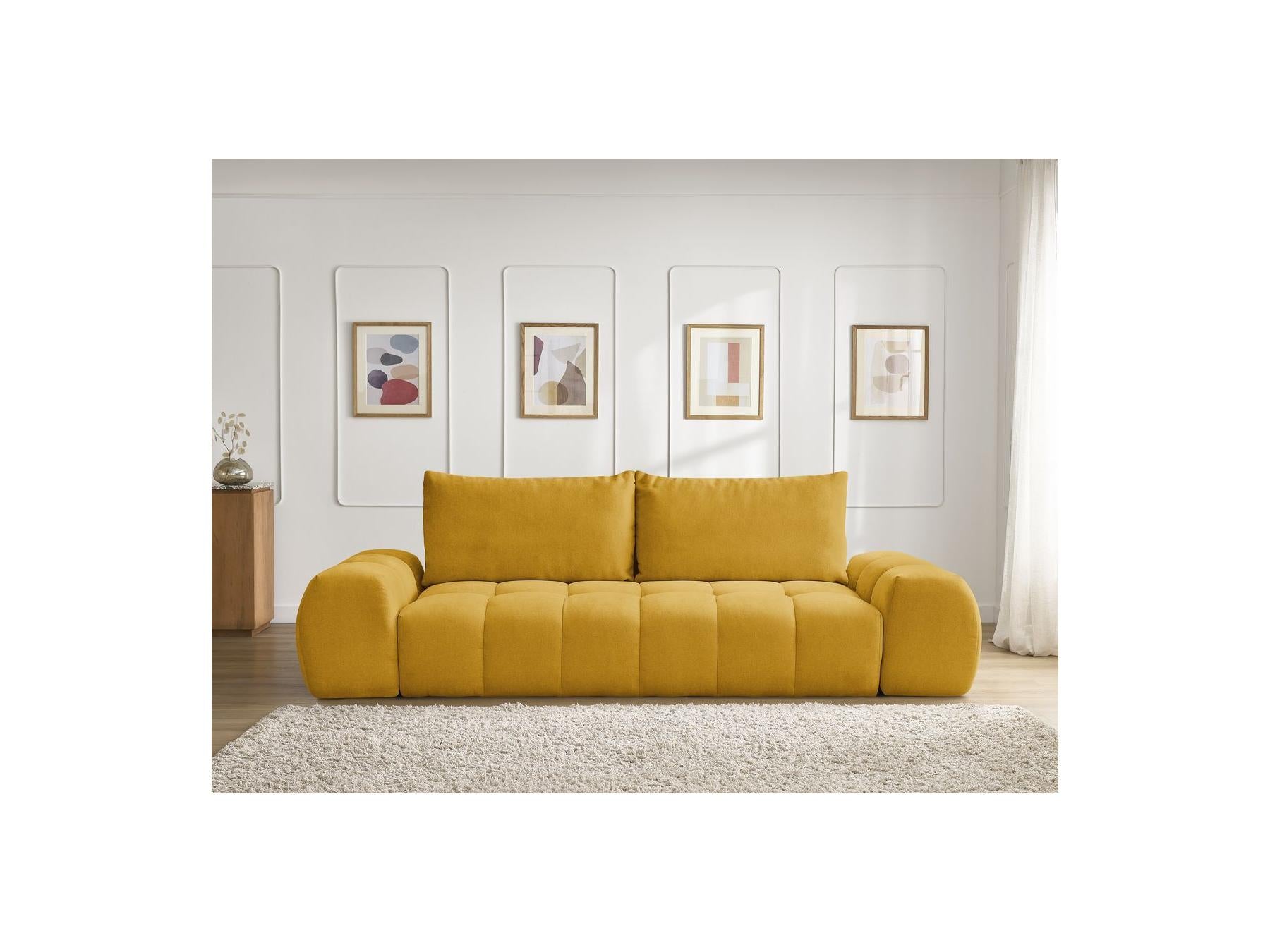 Everest - Canapé Droit Fixe 3 Places - Tissu Texturé - 2 Coussins