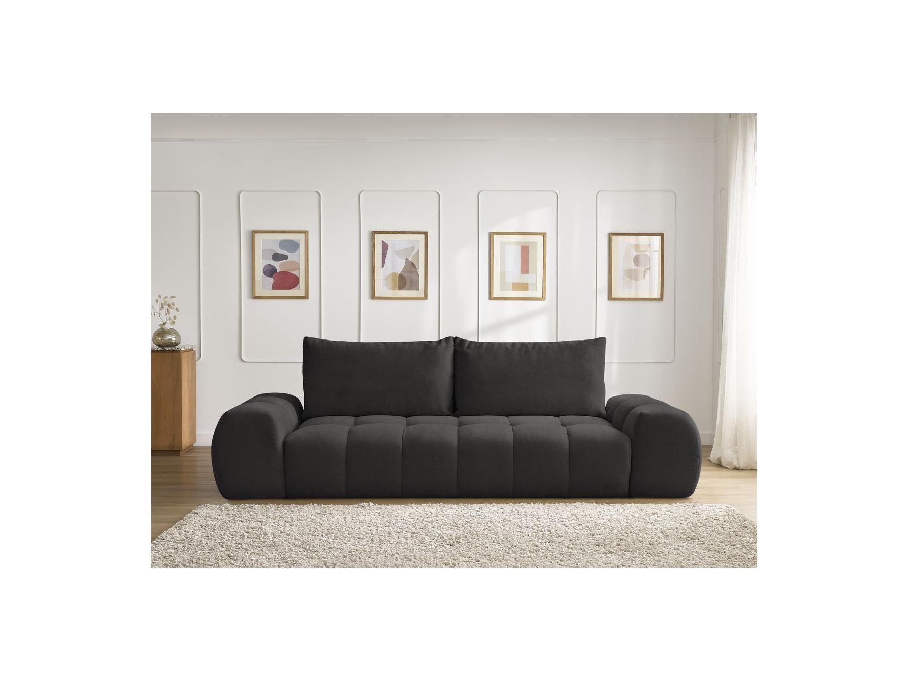Everest - Canapé Droit Fixe 3 Places - Tissu Texturé - 2 Coussins