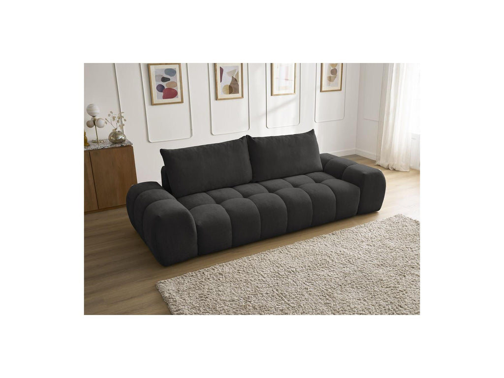 Everest - Canapé Droit Fixe 3 Places - Tissu Texturé - 2 Coussins