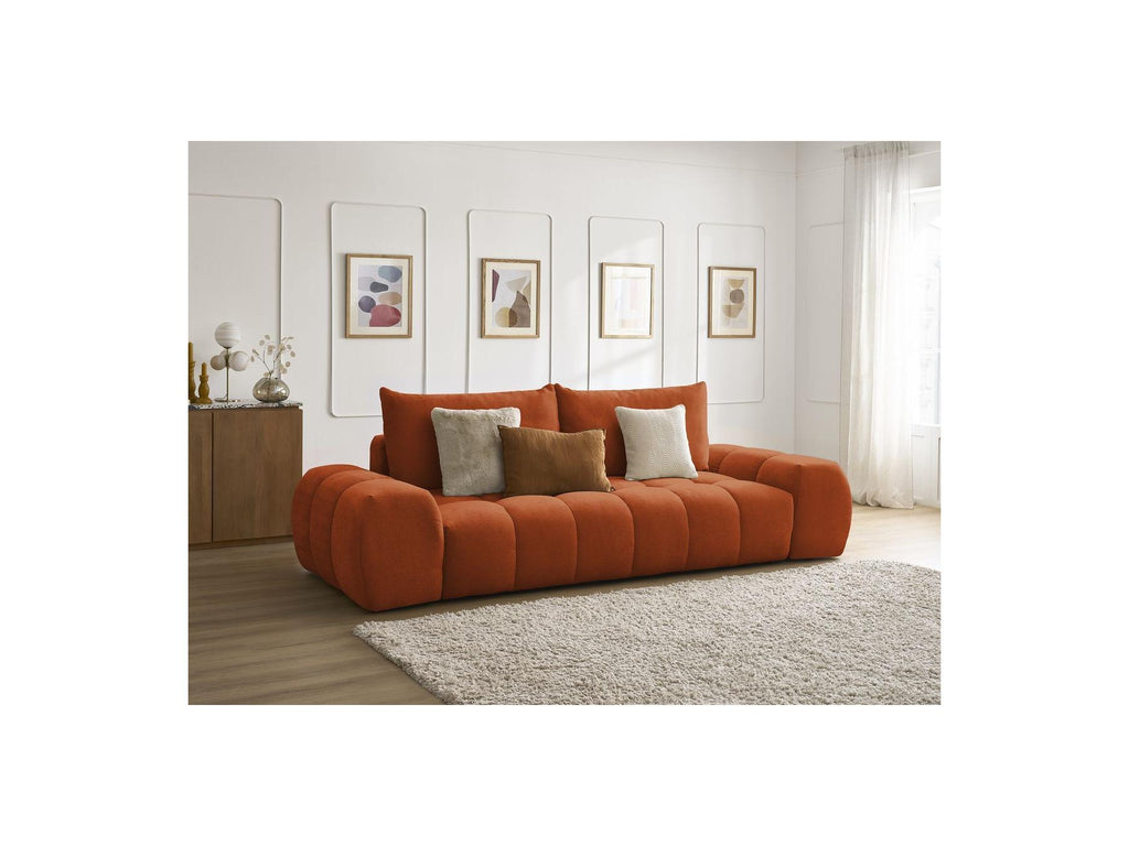 Everest - Canapé Droit Fixe 3 Places - Tissu Texturé - 2 Coussins