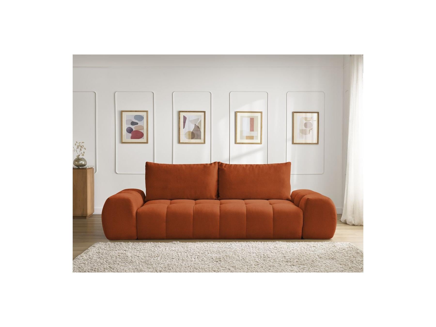 Everest - Canapé Droit Fixe 3 Places - Tissu Texturé - 2 Coussins