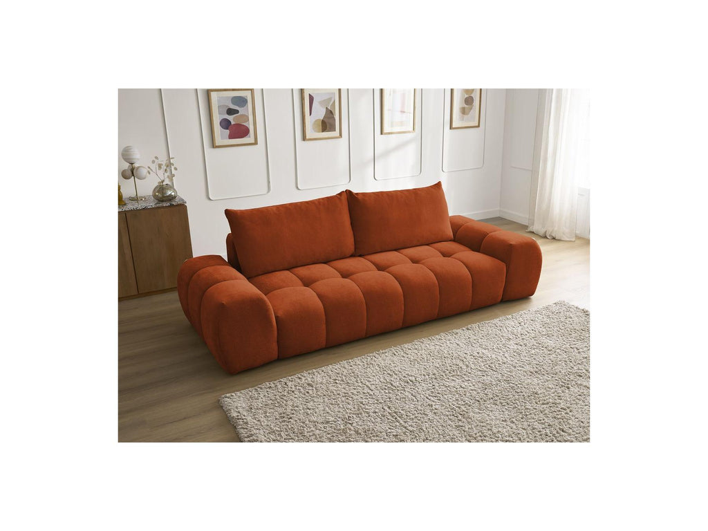 Everest - Canapé Droit Fixe 3 Places - Tissu Texturé - 2 Coussins