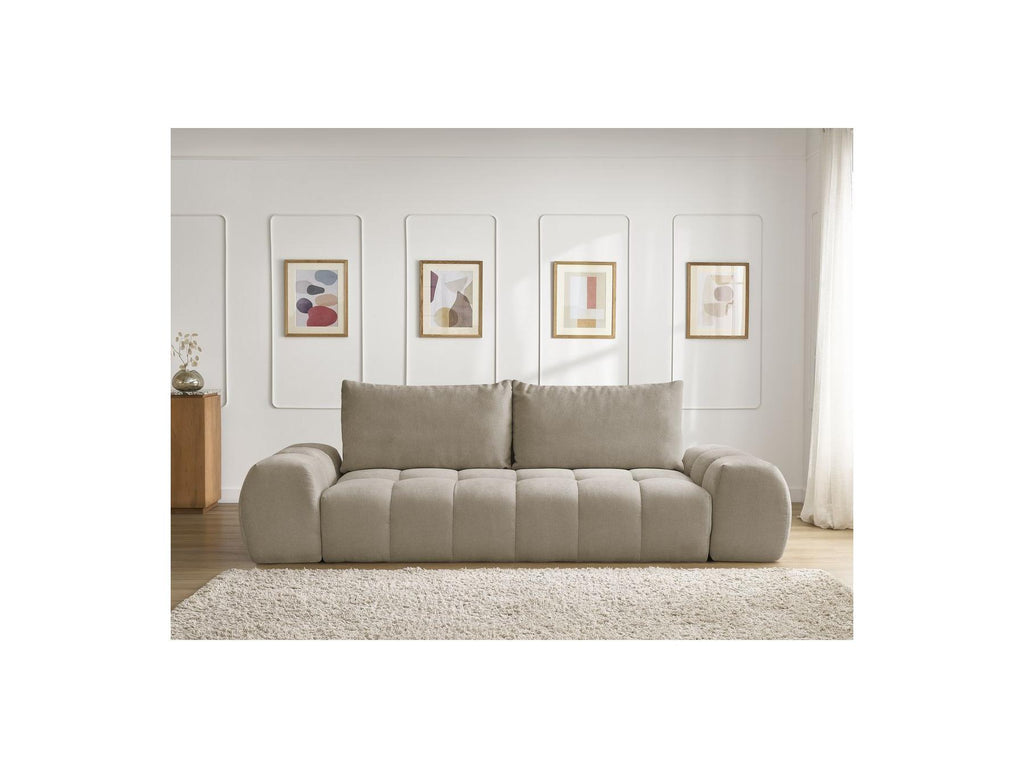 Everest - Canapé Droit Fixe 3 Places - Tissu Texturé - 2 Coussins