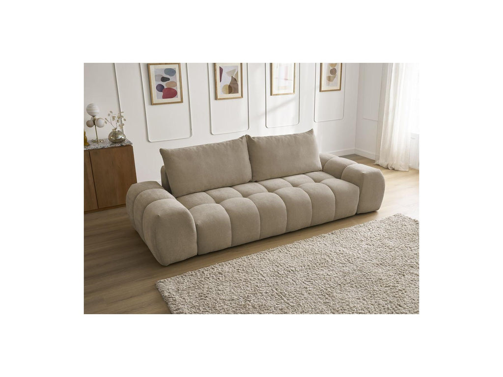 Everest - Canapé Droit Fixe 3 Places - Tissu Texturé - 2 Coussins