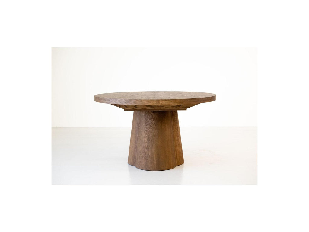 Sugiton - Table À Manger Ronde Extensible 130 À 180 Cm Placage Chêne Massif
