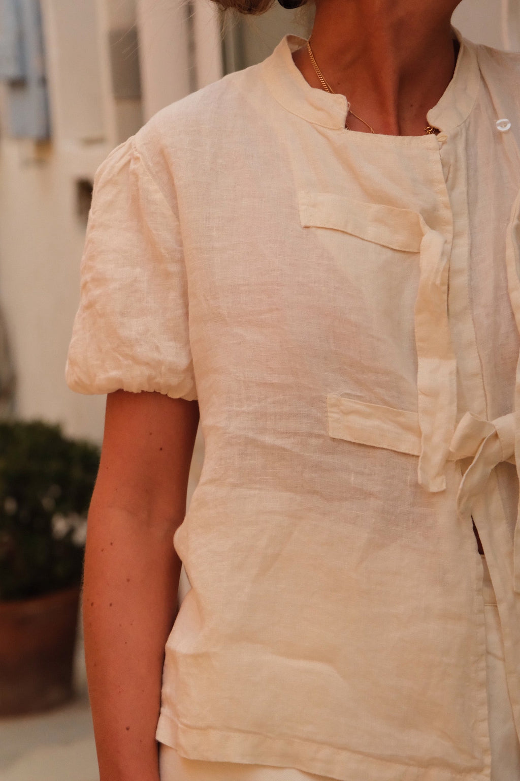 Ecru Linen Célestine Blouse