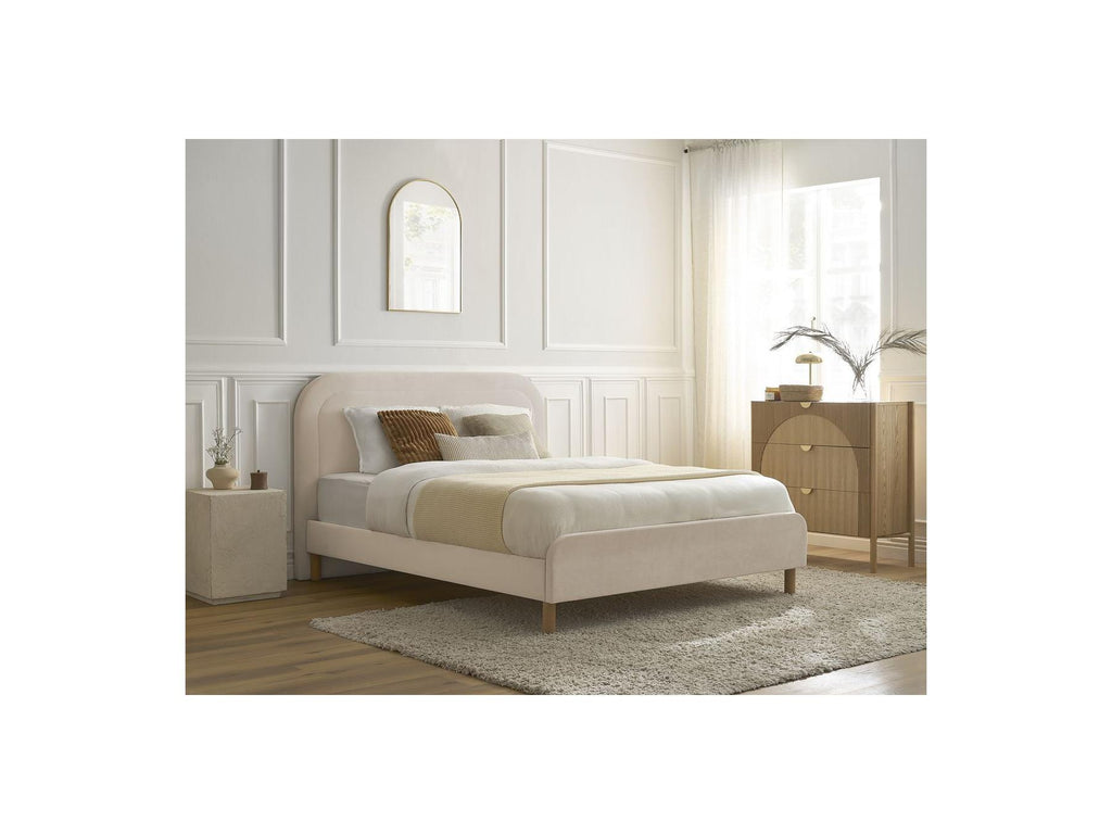 Cassiopee - Lit - Tissu Velours Avec Lattes Massives