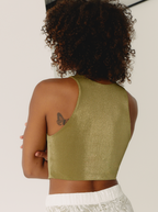 Top Shiny Kaki Crop Top