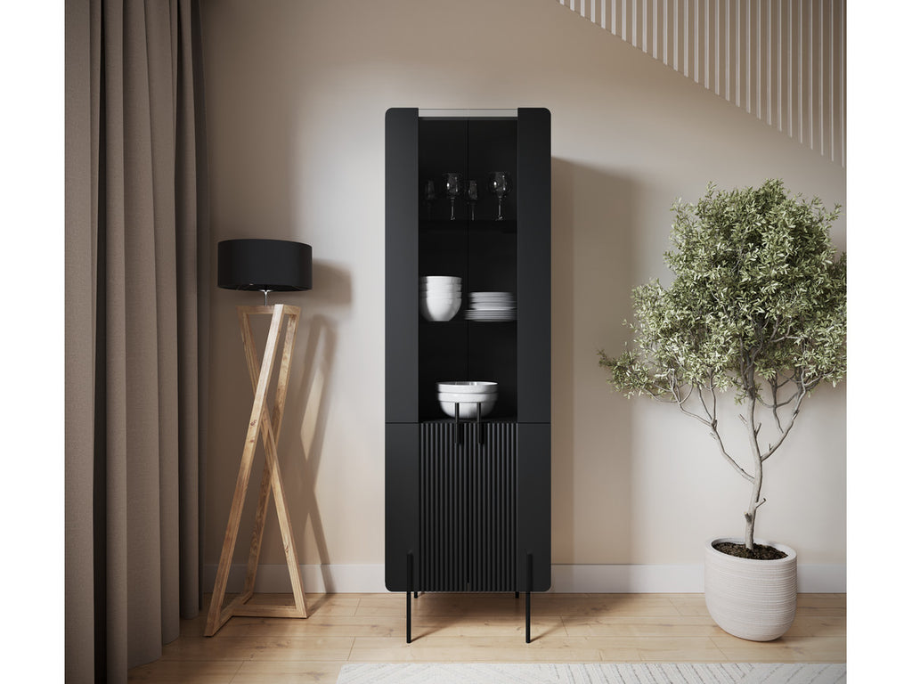 Mathilde - Meuble Vitrine 2 Portes - Pieds Noirs