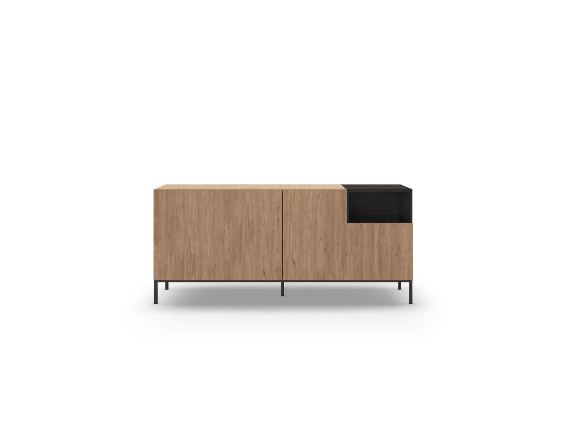 Cecilia - 4-Door Sideboard with 1 Alcove - Oak Effect